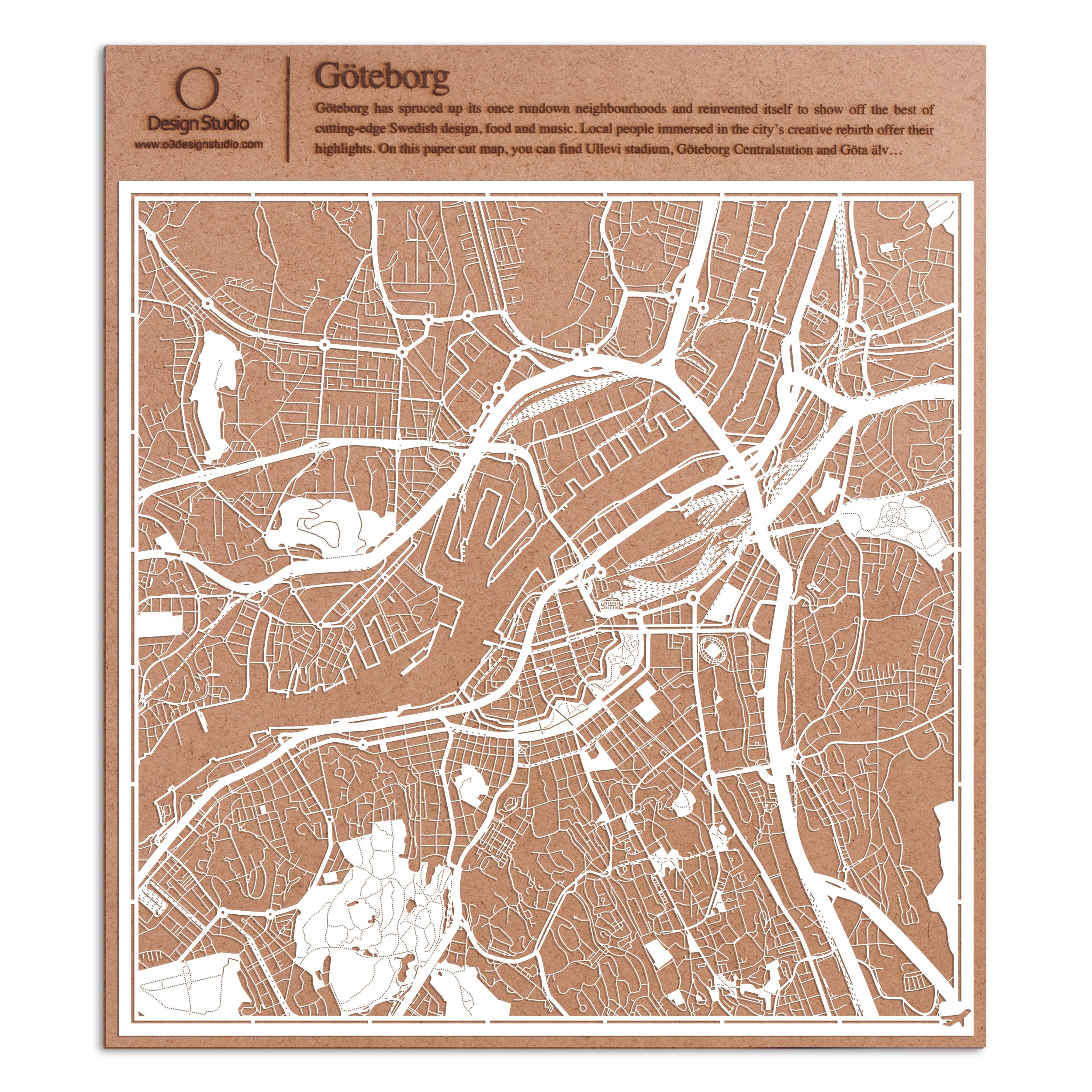 Goteborg Paper Cut Map White 30x30 cm Paper Art — image 1