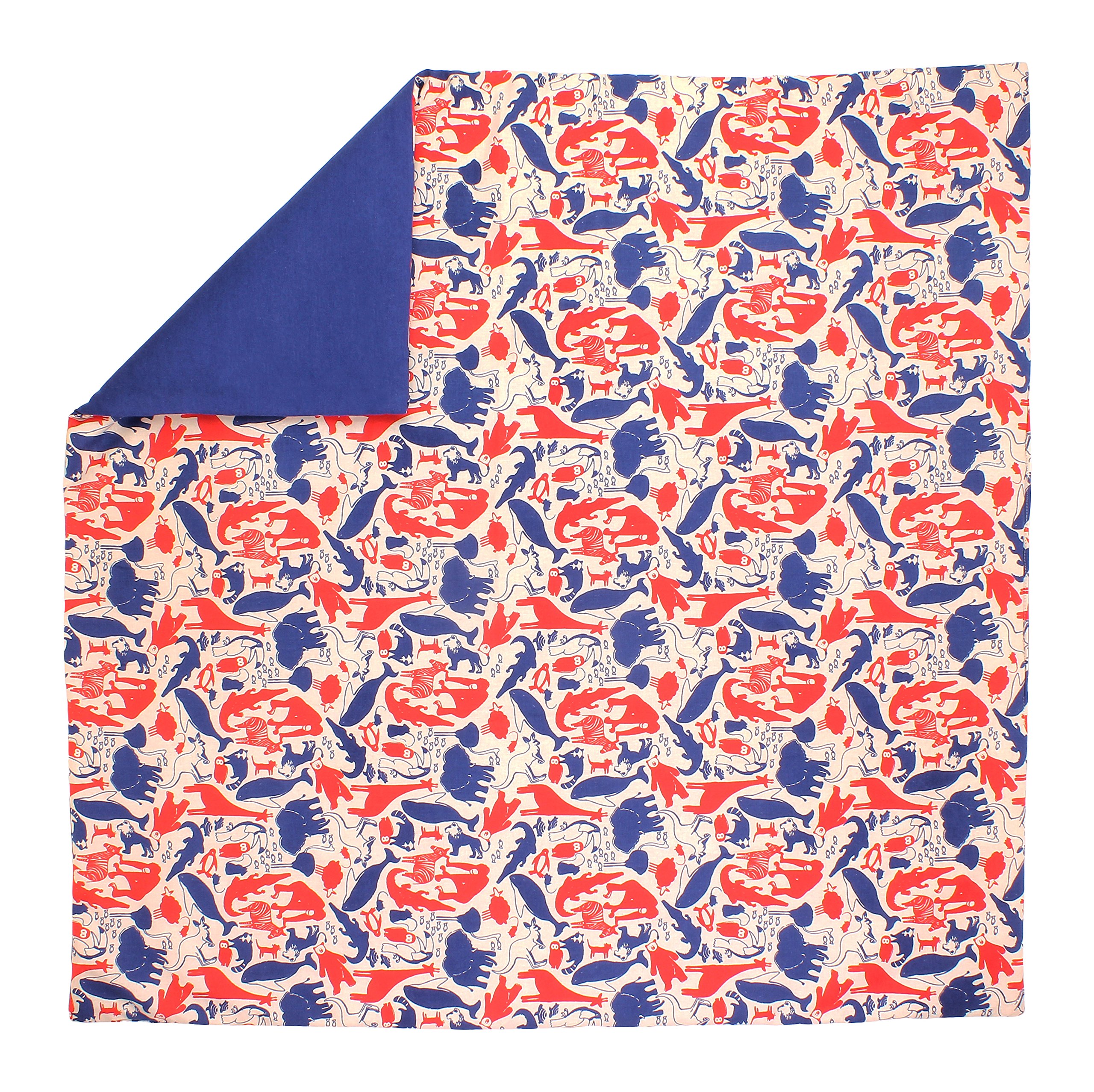 ART FOR KIDS Baby Play Blanket/Quilt Animals Carry-on 100x100cm (Blue and red)