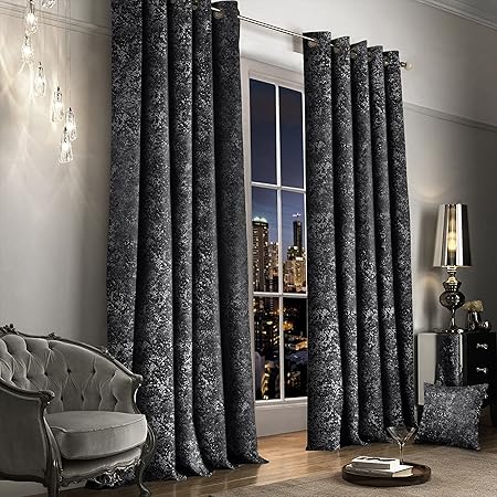 Intimates Thermal Crushed Velvet Charcoal Dark Grey Ringtop Pair