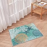 Tritard Coastal Area Rug 2x3 - Small Machine Washable Foldable Throw Rugs Non-Slip Beach Ocean Entryway Doormat Indoor Entran