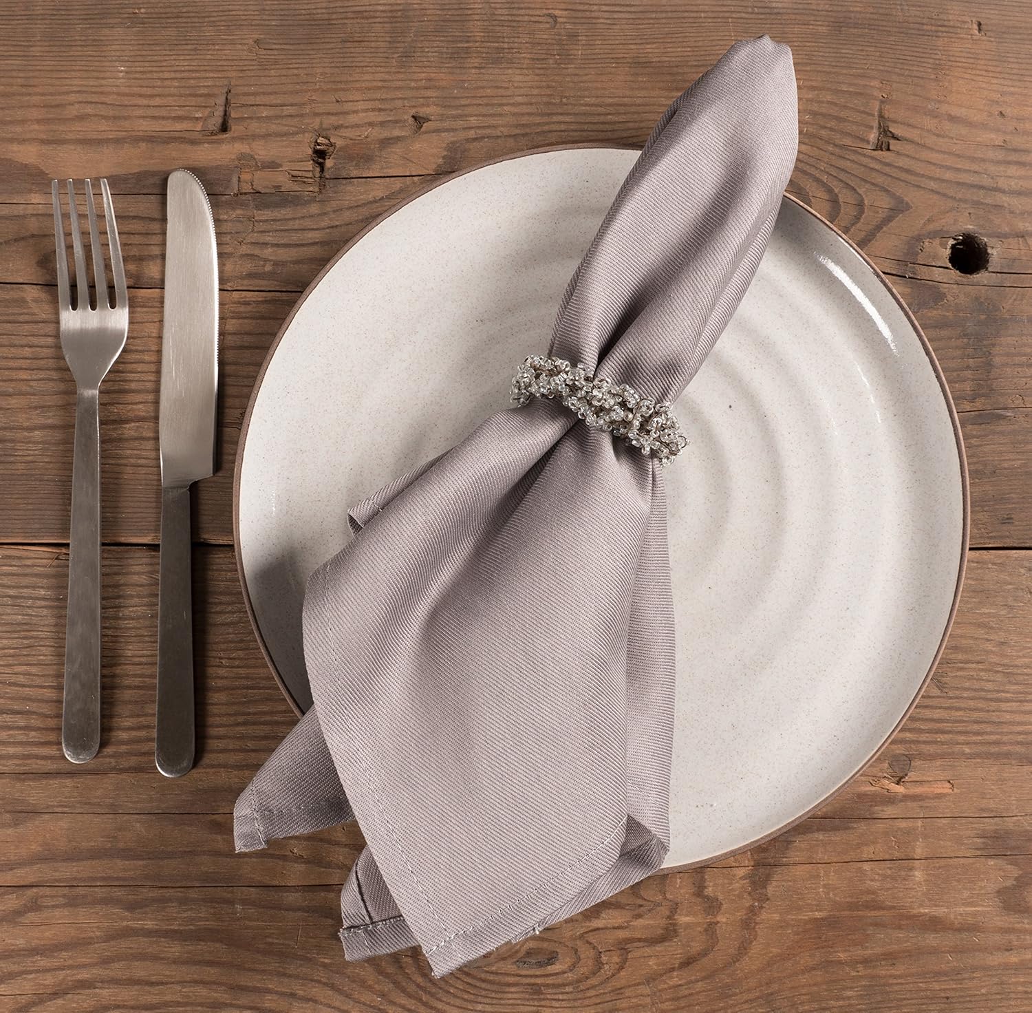 KAF Home Chateau Easy-Care Cloth Dinner Napkins - Set of 12 Oversized (20 x 20 inches) - Gray: Home & Kitchen