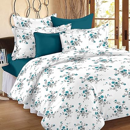 Ahmedabad Cotton Comfort 160 TC Cotton Double Bedsheet with 2 Pillow Covers - Blue