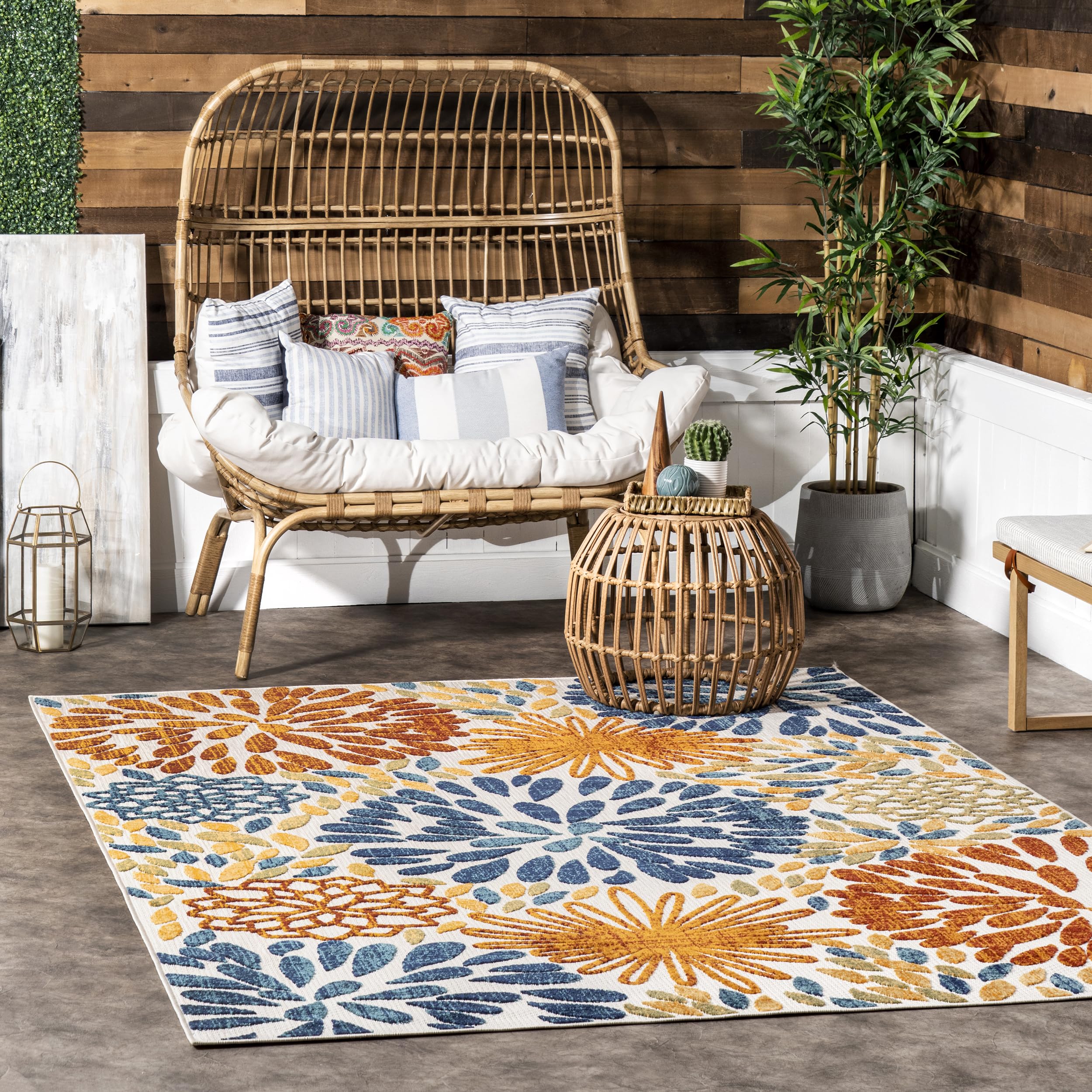 nuLOOM Monique Floral Indoor/Outdoor Area Rug, 9x12, Multi Image
