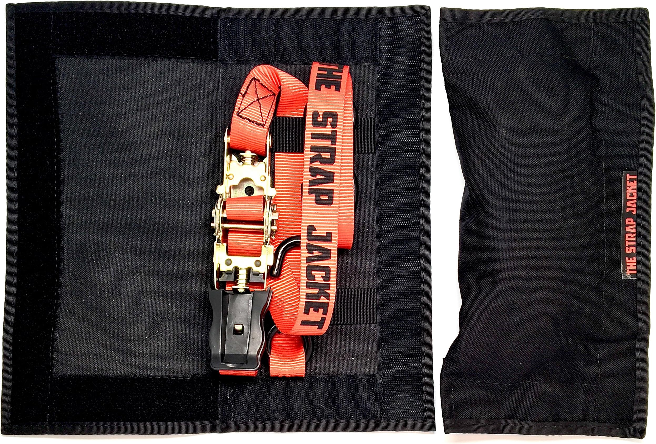 Ratchet Strap Tie-Down Organizer Storage Device | THE STRAP JACKET Excess Strap Solution | (Pack of 2) | Heavy Duty Containment Cargo Strap Tool