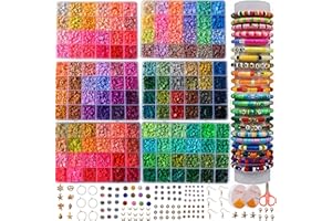 XMZCOLA Clay Beads for Bracelets Making Kit, 18800 Pcs 144 Colors 6mm Flat Polymer Heishi Beads Kit, Jewelry Making Supplies Beads,Crafts Gift Set for Christmas Party Gifts (144colors)