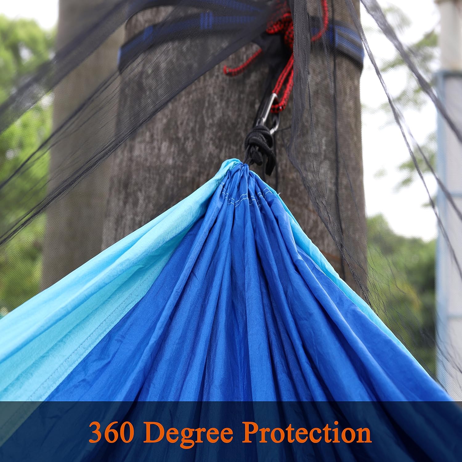 Alucky Hammock Net Camping Mosquito Net, No See Ums & Repels Insect, Polyester Netting for 360 Degree Protection, Double Sided Zipper for Easy Access Fits for All Camping Hammocks（Black: Sports & Outdoors