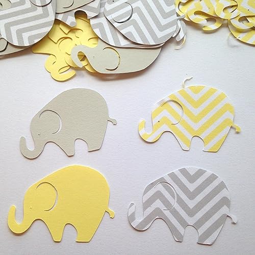 50 Elephant Baby Shower 2 Inch Elephant Yellow Gray Chevron