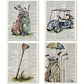 KSDUT Vintage Golf Wall Decor Art Set of 4 - Retro Artwork Poster Prints Golf Club Wall Decor Golf Gifts Wall Art for Office Games Sports Room Dorm Decorations - 12"x16" Unframed