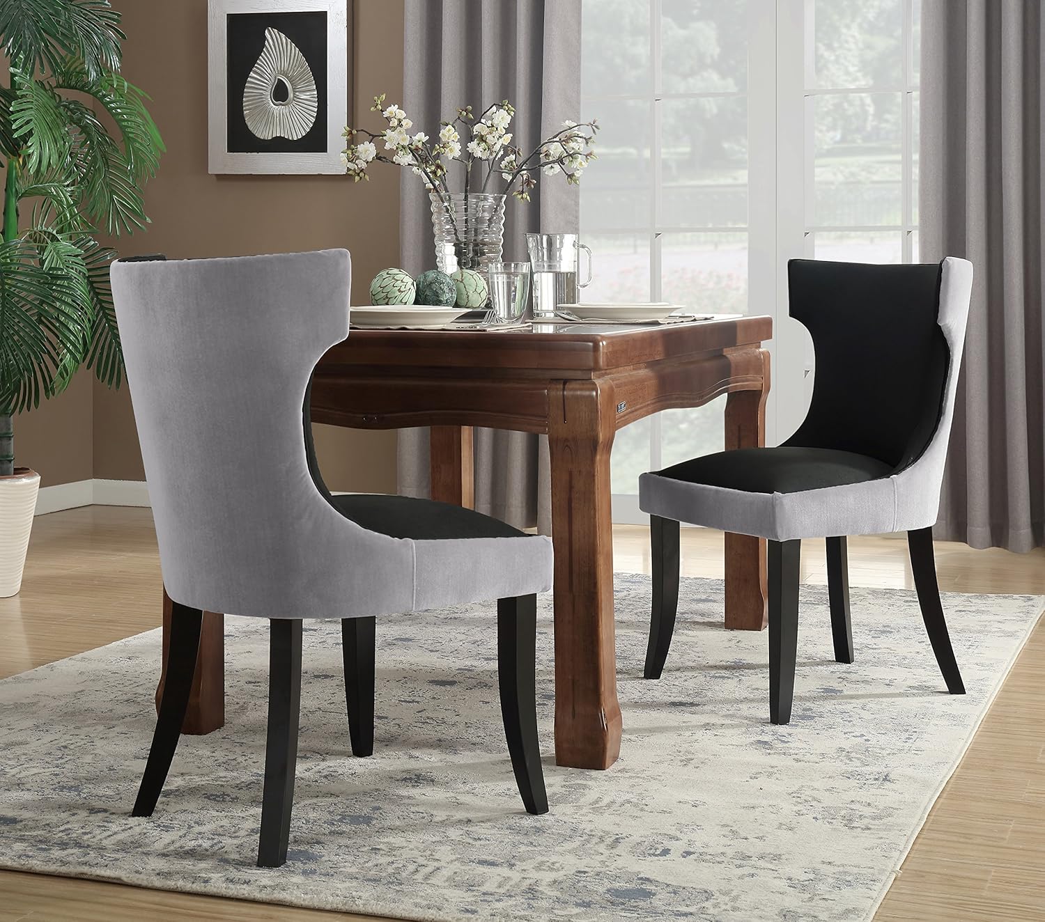 Amazoncom Iconic Home Conrad Dining Side Chair Velvet PU Leather