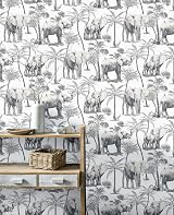Arthouse Safari Elephant Charcoal Vinyl Wallpaper 53 cm x 10.05 m view 3