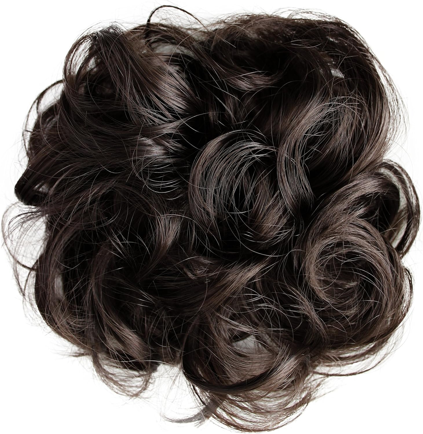 CAISHA Large Hairpiece Scrunchy Instant Updo Curly Messy Bun Brown G4E, brown #8 G4E, 15 cm x 6 cm