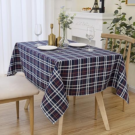 Amazon 長方形テーブルクロスブルー市松模様 耐水性汚れ防止耐熱角型テーブルカバーキッチンダイニングテーブルトップ装飾用 130 X 2 Cm テーブルクロス オンライン通販