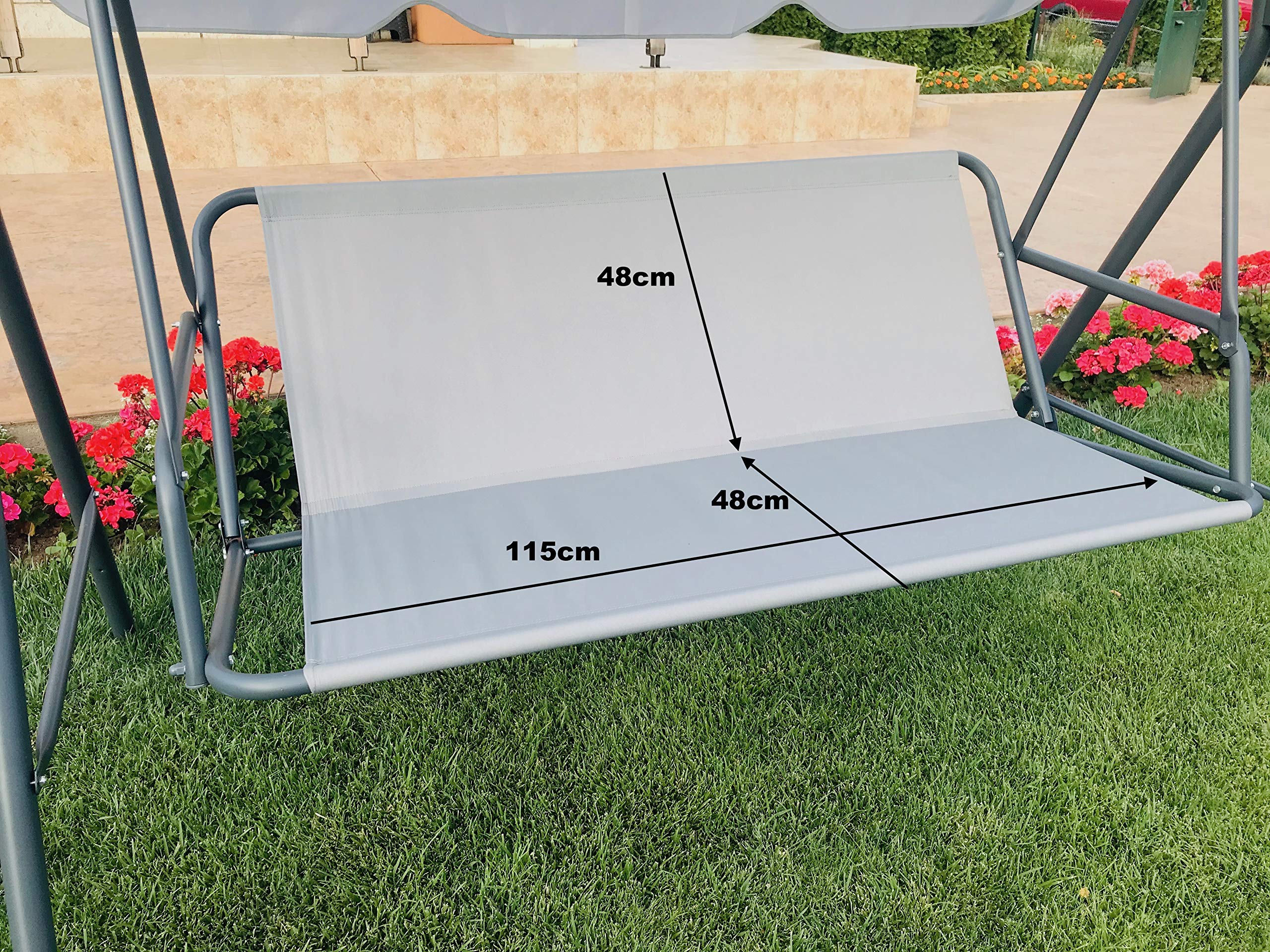 PETELA Replacement Swing Seat Cover Garden Swing Seat Cover Hammock Chair Garden Furniture Swing Chair Outdoor Garden Chair Covers Bench Cover (115cm x 48cm x 48cm, Grey)