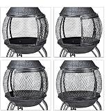 Relaxdays Chiminea Patio Heater 89cm Grey Cast Iron Firepit with Poker & Spark view 7