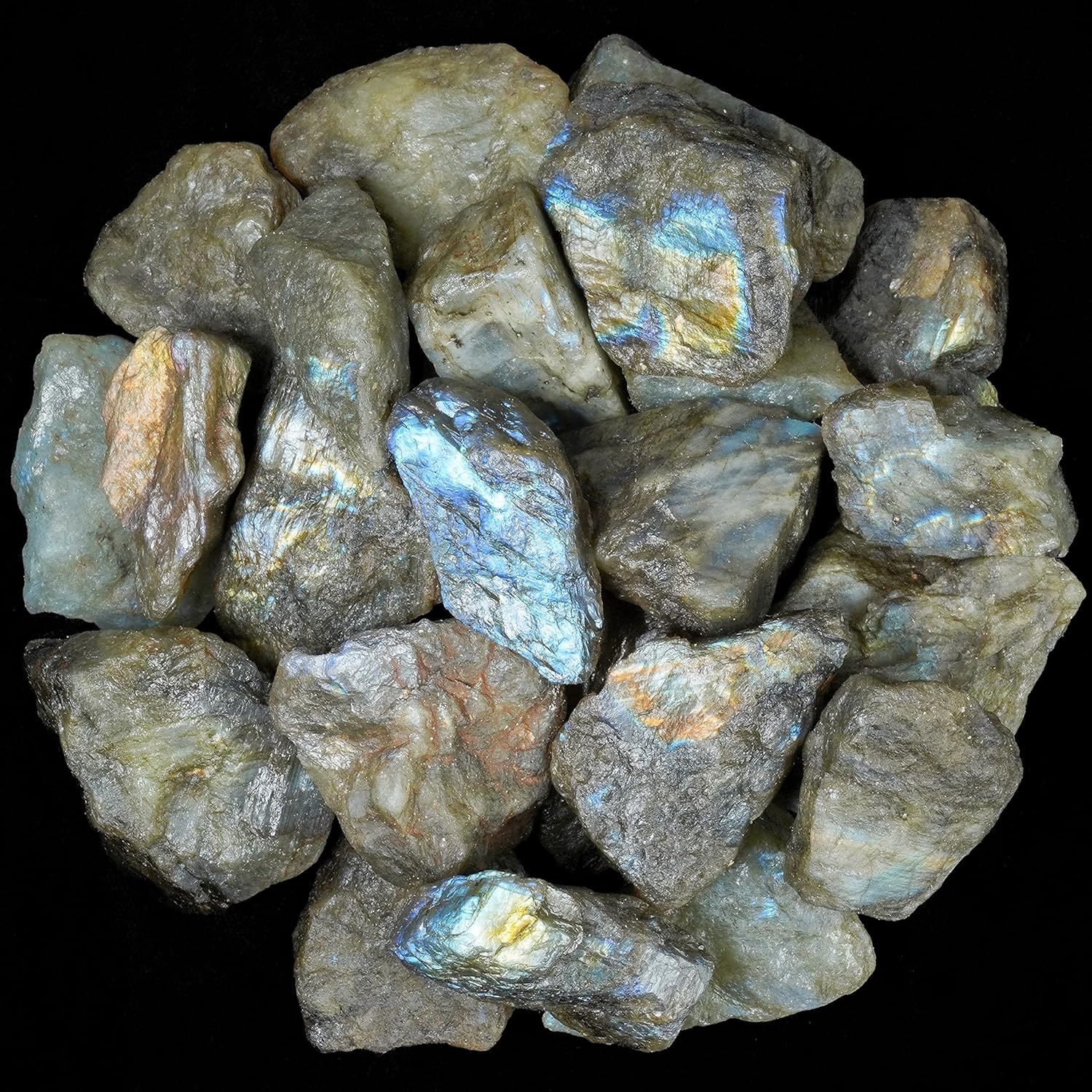 Indoor Fountains & Accessories - Crocon Labradorite Rough Bulk Natural Stone Raw Gemstone Tumbling Cabbing Polishing Gem Mining Chakra Balancing Reiki Healing Good Luck Home Office Decor Weight :-1Lb Approx