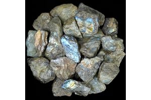 Crocon 1LB Labradorite Rough Bulk Natural Stone Raw Gemstone Tumbling Cabbing Polishing Gem Mining Chakra Balancing Reiki Healing Good Luck Home Office Decor
