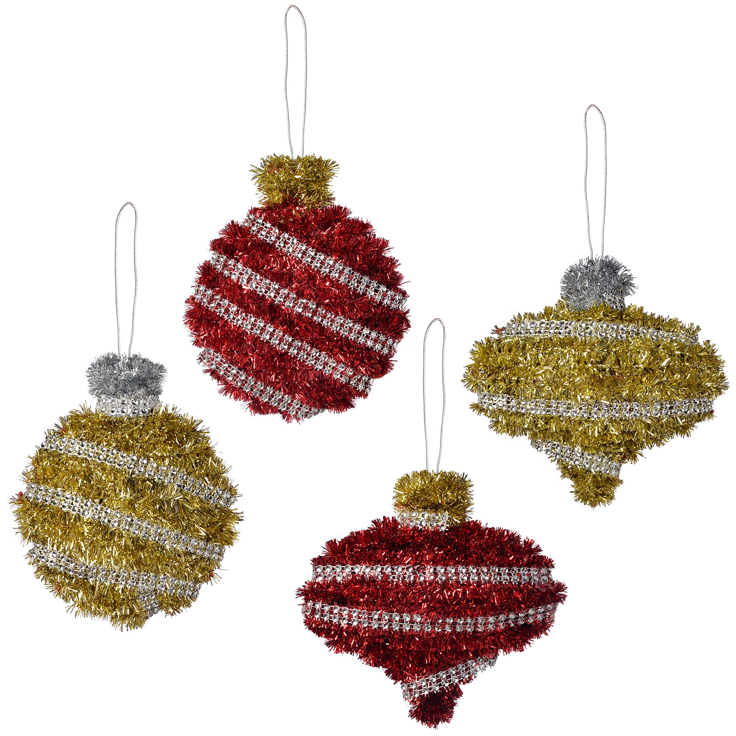 WeRChristmas Bauble Tree Ornaments Christmas Decoration - 15 cm, Multi-Colour, Pack of 4