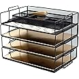 Blu Monaco Desk Organizers - 4-Tier Stackable Paper Tray - Black Metal Mesh Letter Tray File Holder Organizer
