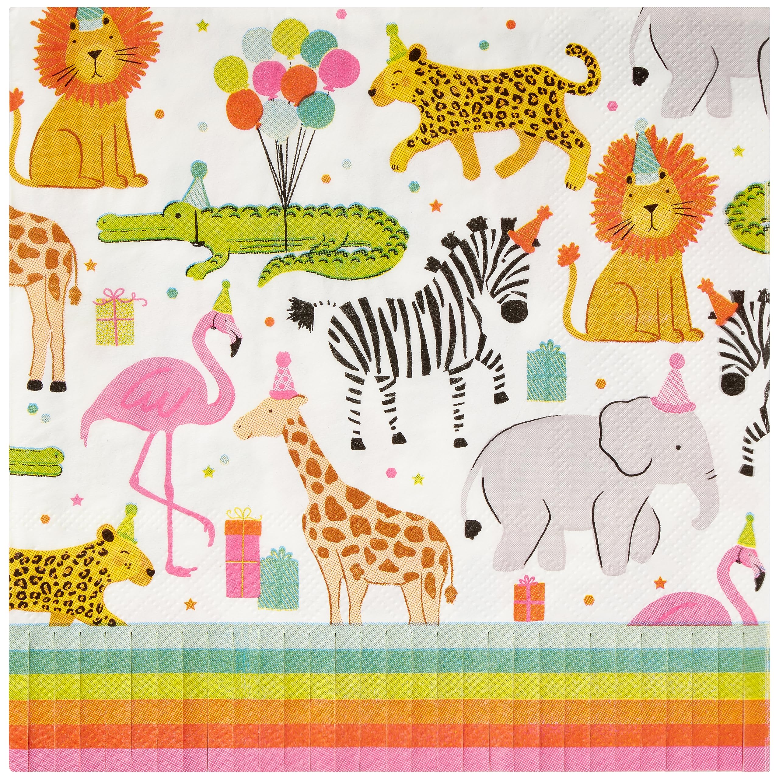 C.R. Gibson Party Animal Fringe Lunch Napkins, 20 Count (Pack of 1) (TW7-25362)