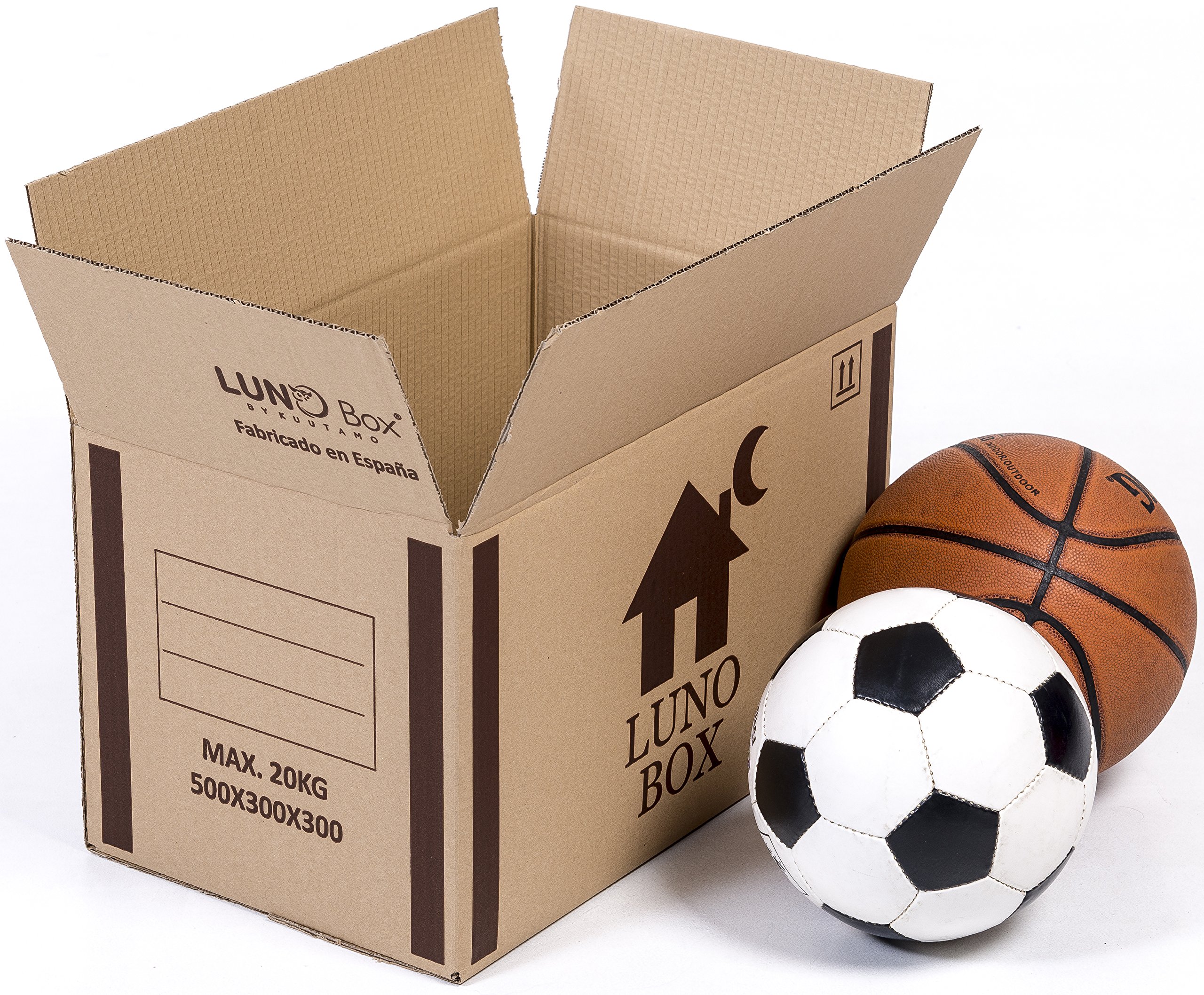 Pack de 10 Cajas de Cartón Mudanza Resistente - Canal Simple de Calidad Superior Reforzado - Tamaño 500 x 300 x 300 mm - Mudanza - Embalaje - Almacenaje - Color Marrón - Fabricadas en España