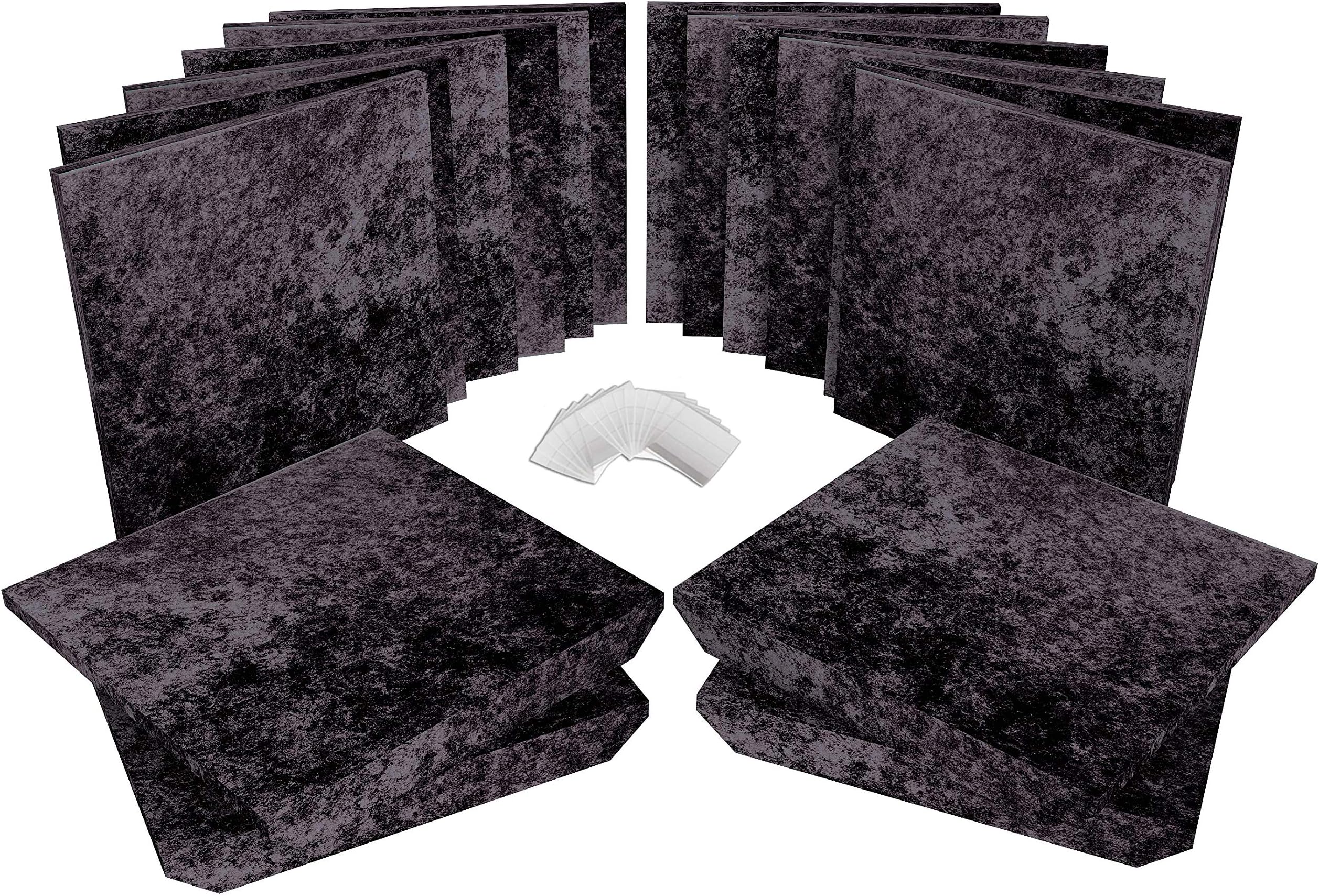 Auralex Acoustics Sound Damping Products, Black, SonoLite Kit Black-12 Acoustic Panels 4 Bass Traps (SLITEKIT_2_BLK)