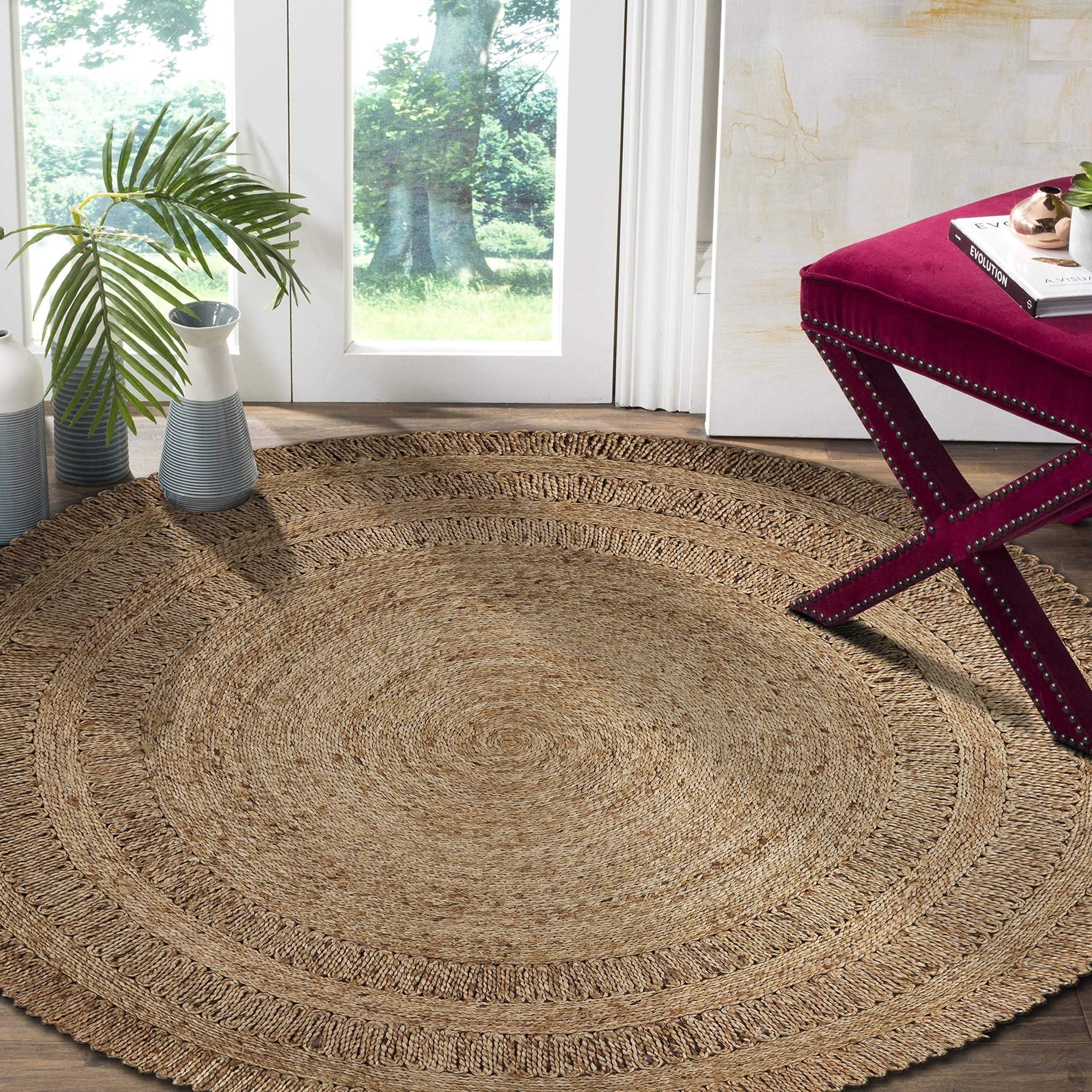 LR Resources Natural Jute LR12034-GRY40RD Gray Round X 4 ft Indoor Area Rug, 4' x 4'