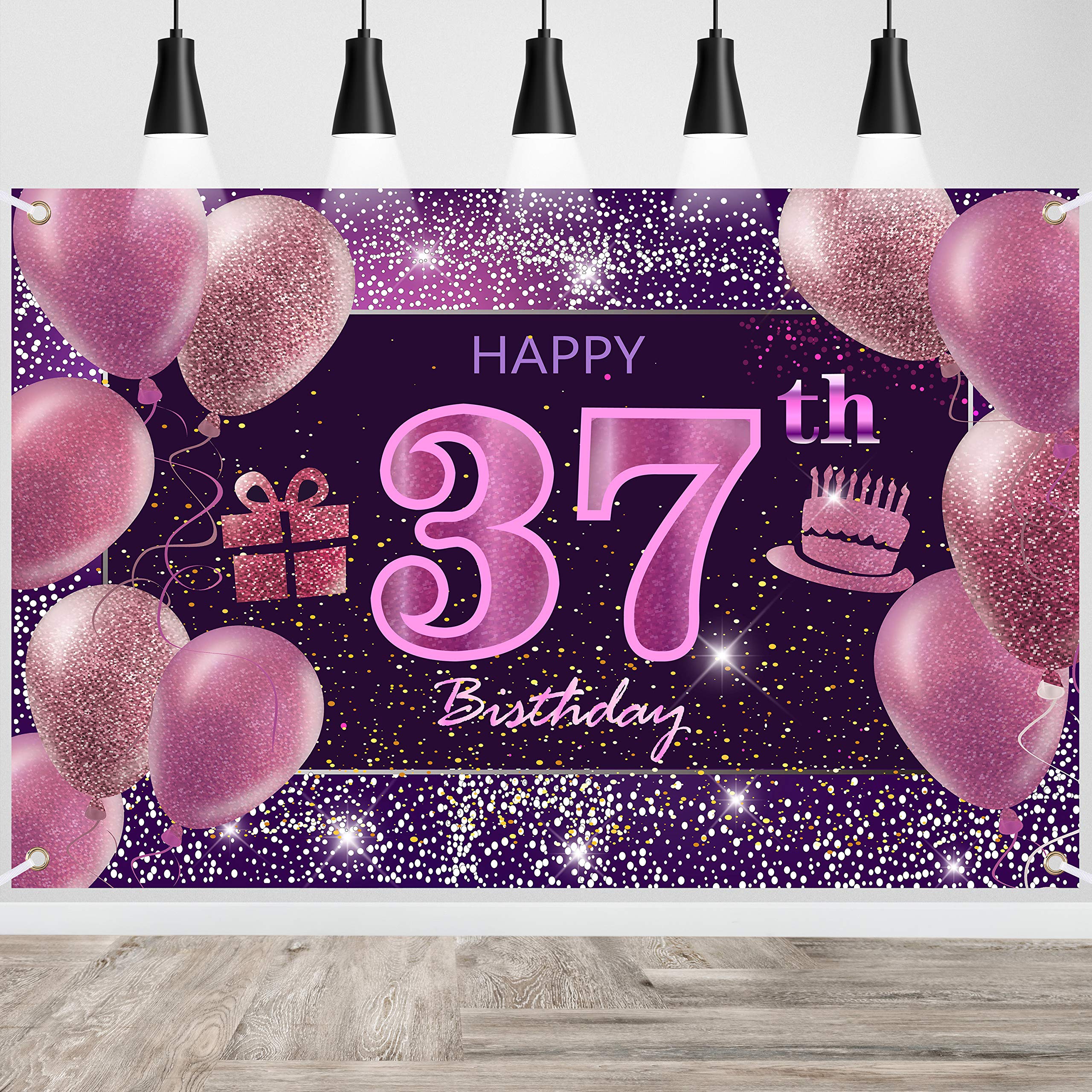 IMISI Happy Birthday Banner & Backdrop Decorations in Pink for Parties