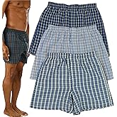 ToBeInStyle Men's Pack of 3 Classic Tartan Plaid Boxer Shorts w/Fly Opening