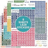 bloom daily planners Bright &amp; Colorful Calendar Essentials Planner Stickers - 8 Sheets, 1629 Stickers Per Pack! - Color Coordinating Monthly Headings, Dates, Icons, Etc. - Happy Seasons