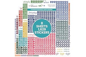 bloom daily planners Bright & Colorful Calendar Essentials Planner Stickers - 8 Sheets, 1629 Stickers Per Pack! - Color Coordinating Monthly Headings, Dates, Icons, Etc. - Happy Seasons