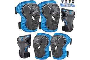 GTSBROS Knee Pads for Kids Knee Pads and Elbow Pads Set 6 in 1 Protective Gear Set for Boys Girls with Wrist Guard for Skateboarding Inline Roller Skating Cycling Scooter