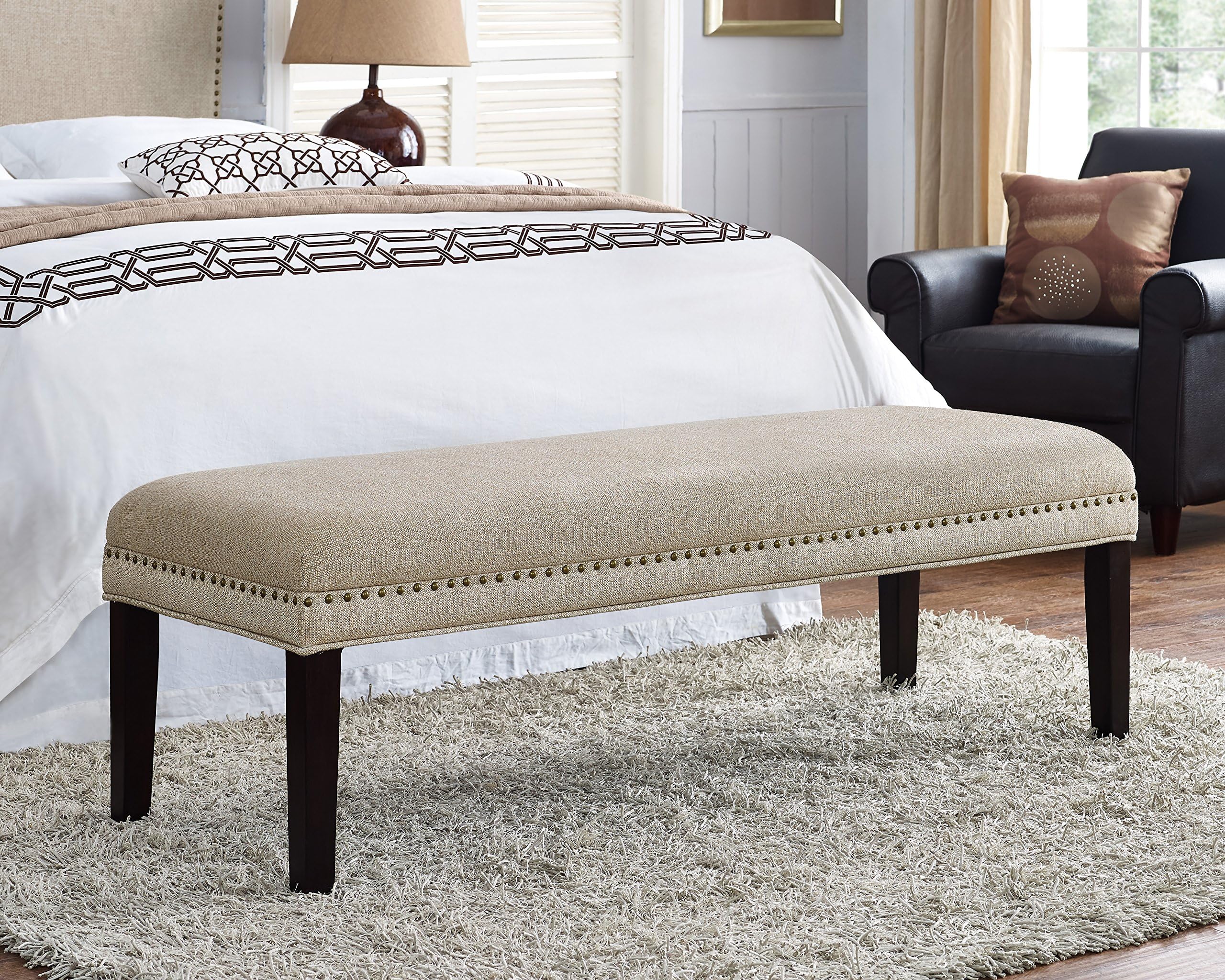 Upholstered Bed Bench with Nail Head Trim