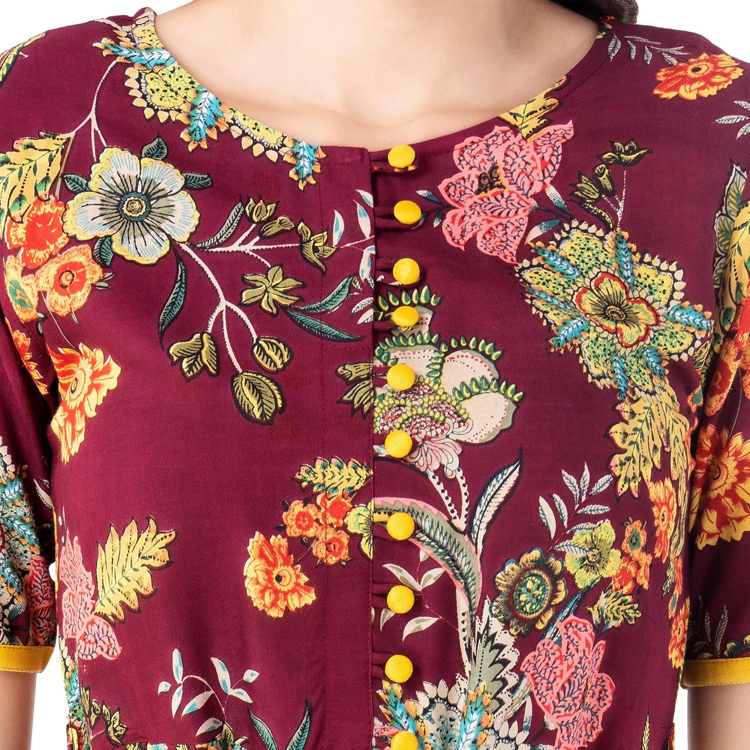 khushal k women's rayon floral print a-line dress