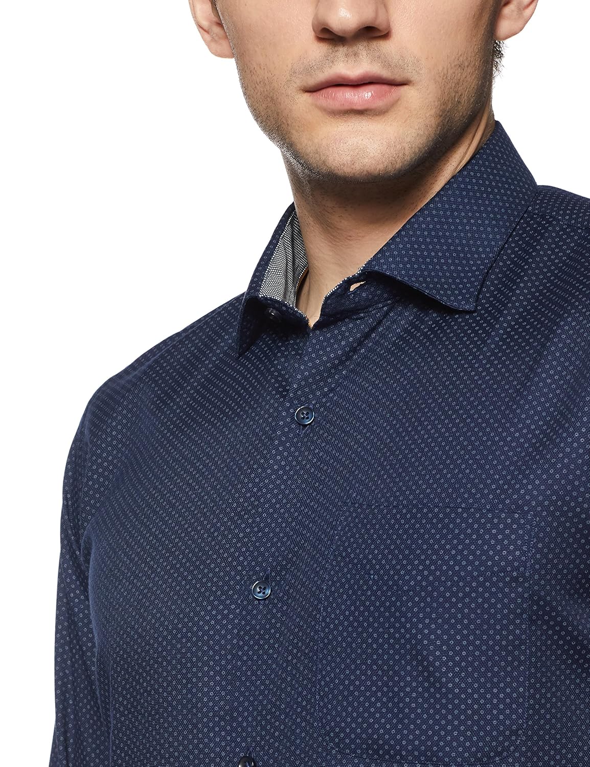 peter england men's printed slim fit formal shirt