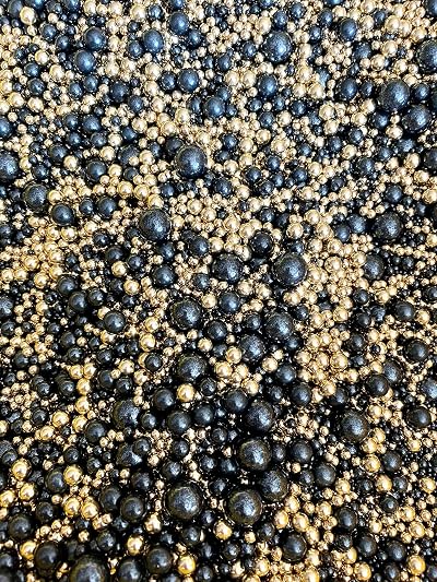 Cake N Bake Metallic Shimmer Balls Edible Cupcake Sprinkles 35g Black Gold