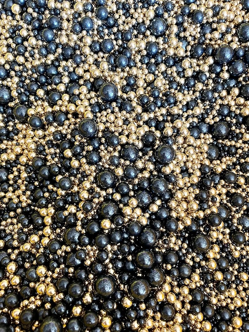 Cake N Bake Metallic Shimmer Balls Edible Cupcake Sprinkles 35g Black Gold