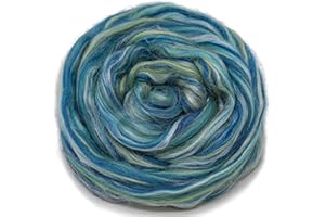 LIVING DREAMS YARN Silk Merino Fiber for Spinning. Super Soft Combed Top Wool Roving for Hand Spinning, Wet Felting, Nuno Felting, Needle Felting, Soap Making, Paper Making and Embellishments. Spirulina
