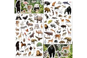 LINAYE 24 Sheets Jungle Stickers for Kids, 1032 PCS Safari Wild Animal Stickers for Scrapbooking,Water Bottles,Envelopes,Laptop, Jungle Zoo Animal Stickers for Kids Boys Girls