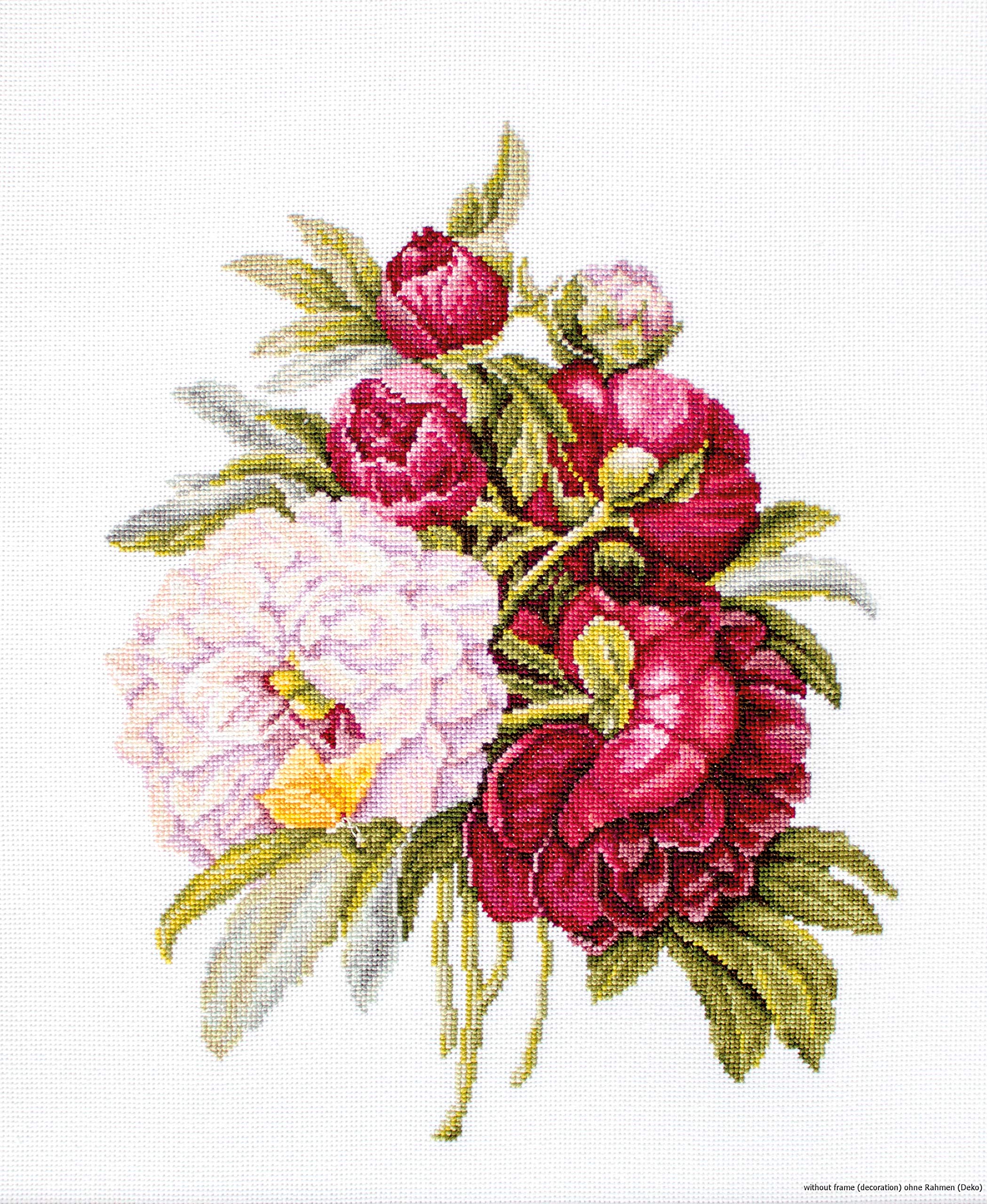 Luca-S B2354 Bouquet of Peonies Cross Stitch Kit Cotton Multi-Coloured 20 x 26.5 cm