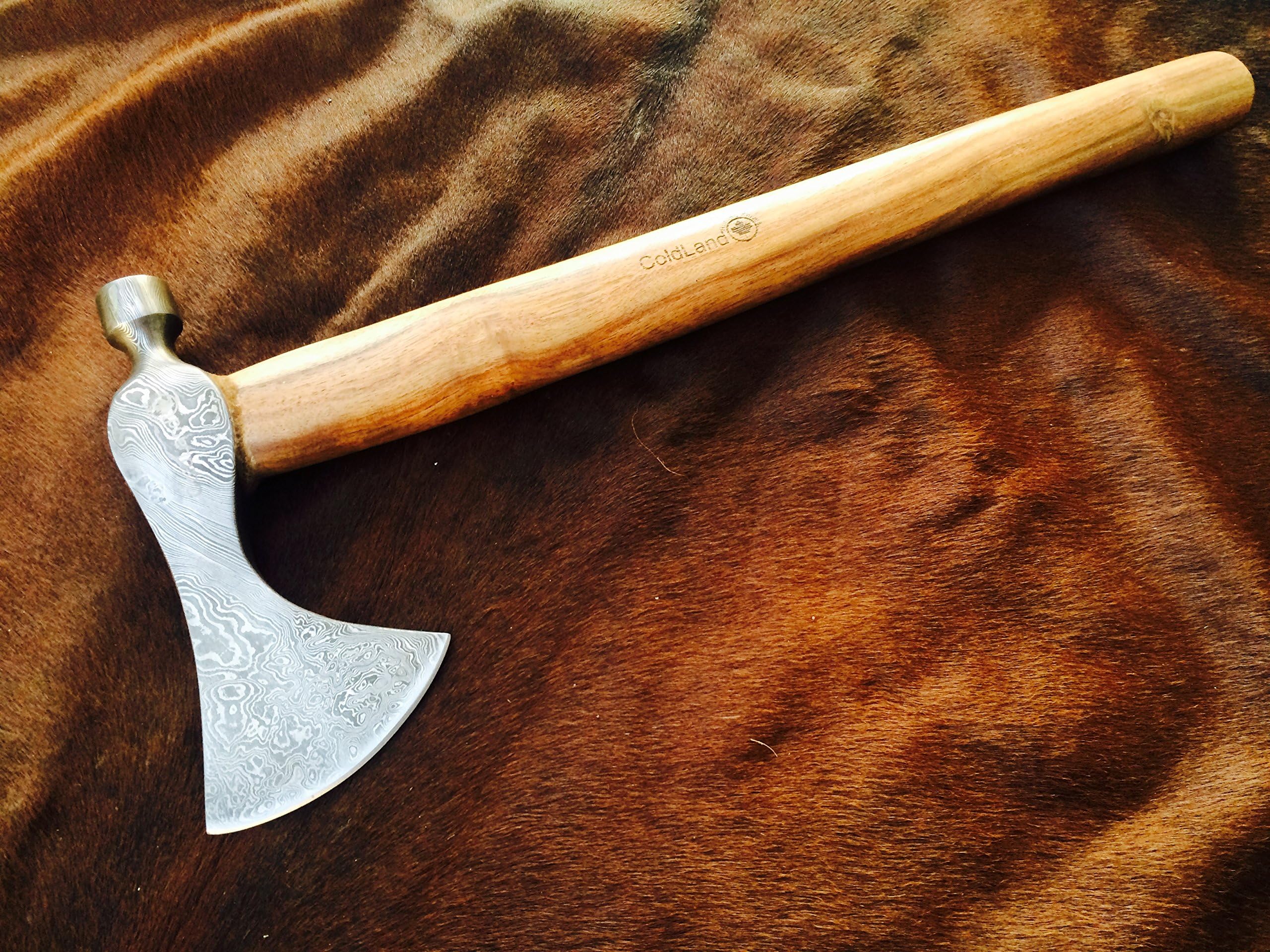 ColdLand Knives | Custom Hand Forged Damascus Steel Damascus Axe (Solidly Built for Tough use Such as Tracking, Camping, Outdoor Sports, Survival and Bush Craft Activities) CLX04