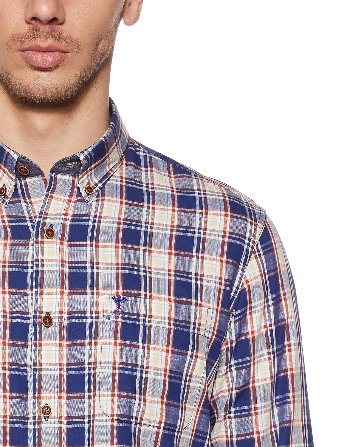 arrow jeans men's checkered slim fit cotton casual shirt