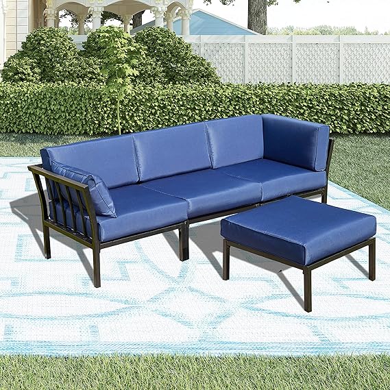 LOKATSE HOME 4 Piece Outdoor Furniture Sectional Sofa