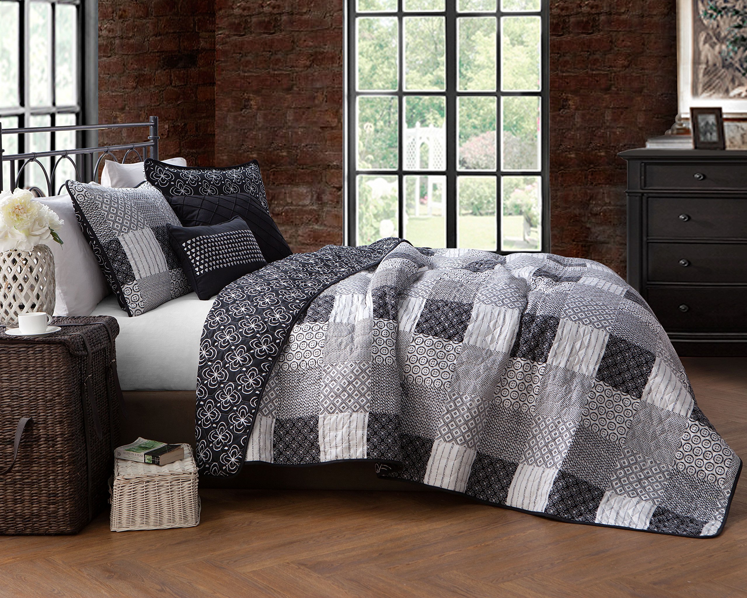 Avondale Manor Evangeline 5-piece Quilt Set, Queen, Black