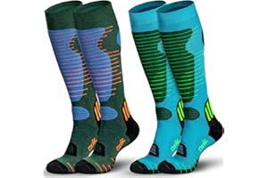 OZAIIC Merino Wool Ski Socks Mens Womens 2 Pairs for Skiing, Snowboarding, Thermal Knee High Winter Warm Sports Performance Socks