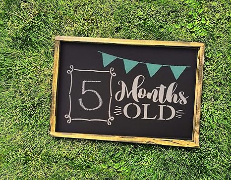 Amazon Com Flowershave357 5 Months Old Nursery Sign Handmade Wooden Sign Baby Gift Baby Chalk Board Rustic Wooden Sign Farmhouse Decor Home Kitchen