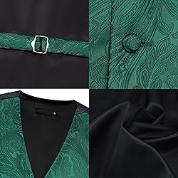 GUSLESON Dark Green Mens Vest Tie and Bow Tie Set