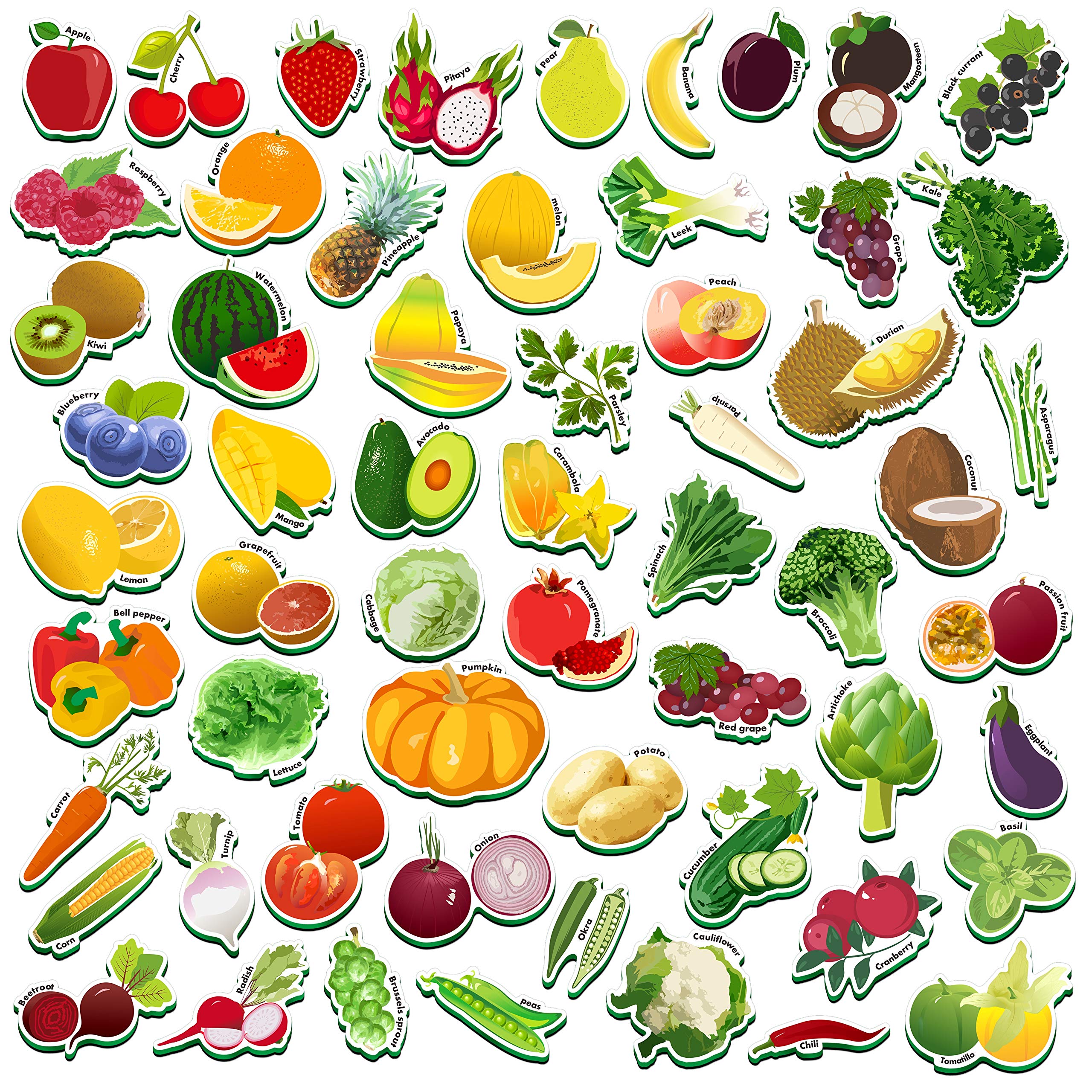SpriteGru 59 PCS Fruits & Veggies Magnets for Toddlers Kids, Perfect for Preschool Learning