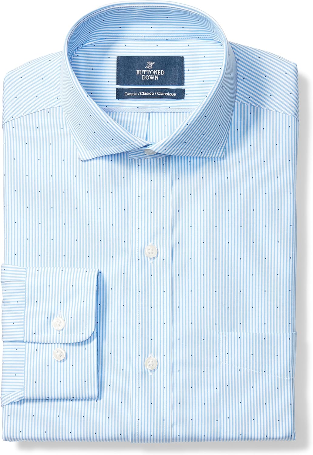  Brand - Buttoned Down Men's Classic-Fit Stripe Dress Shirt, Supima Cotton Non-Iron: Clothing