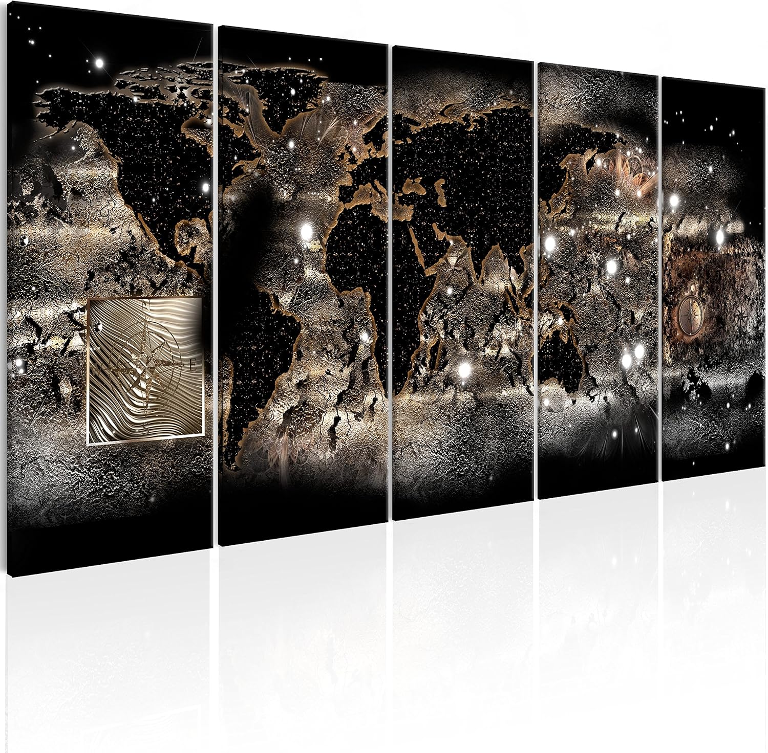 murando Canvas Wall Art World map 200x80 cm/ 78.8"x31.5" 5 Pieces Non