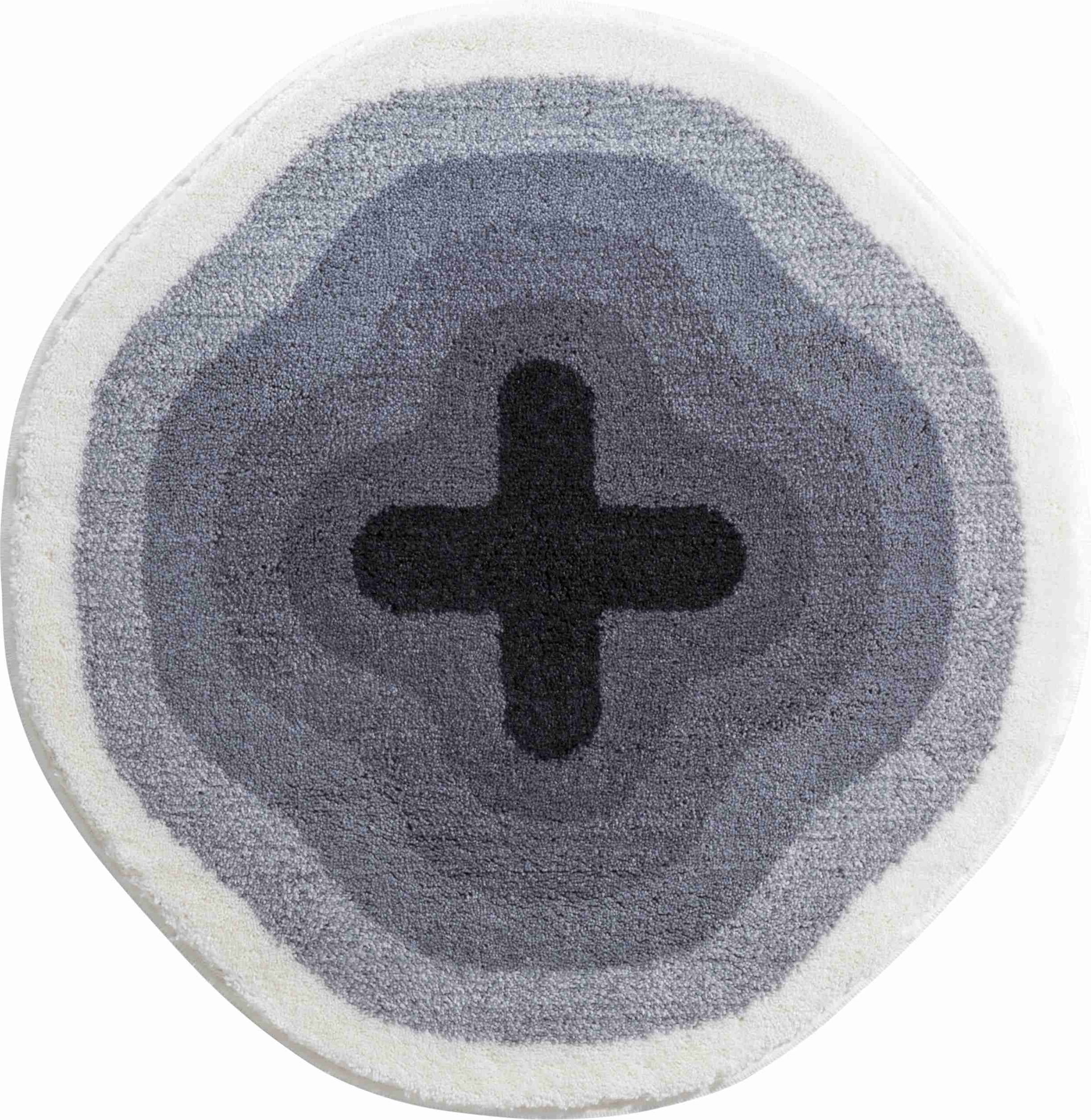 Grund Exclusive Designer bath mat KARIM RASHID, ultra soft and absorbent, anti slip, KARIM 03, 60 cm round, grey — image 1